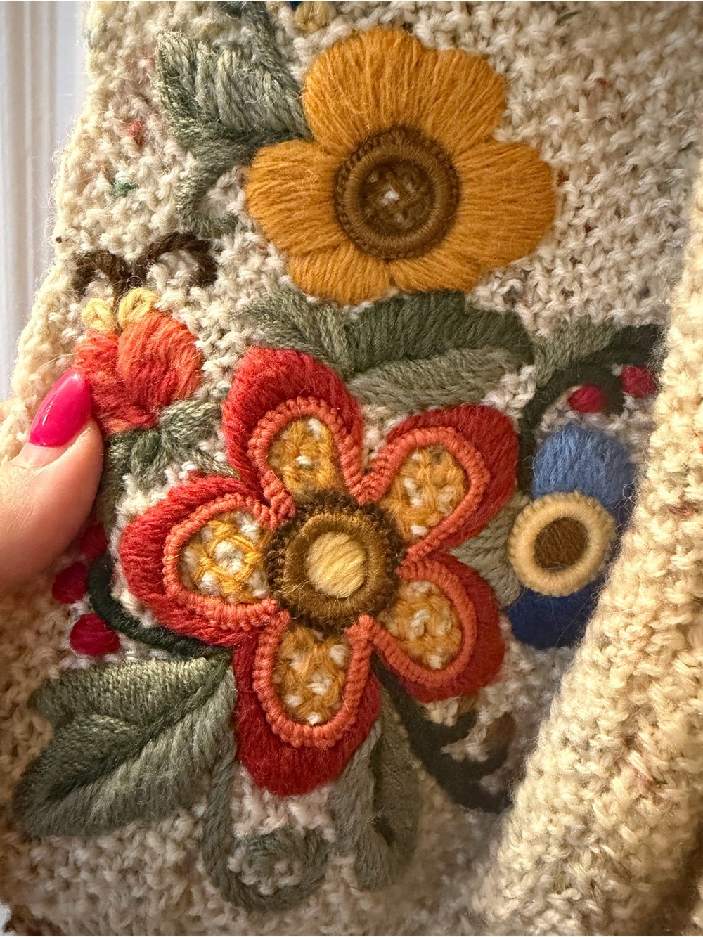 Vintage Austrian Tyrolean Cardigan - Boho Hand Embroidered Wool Sweater - Picture 3 of 8